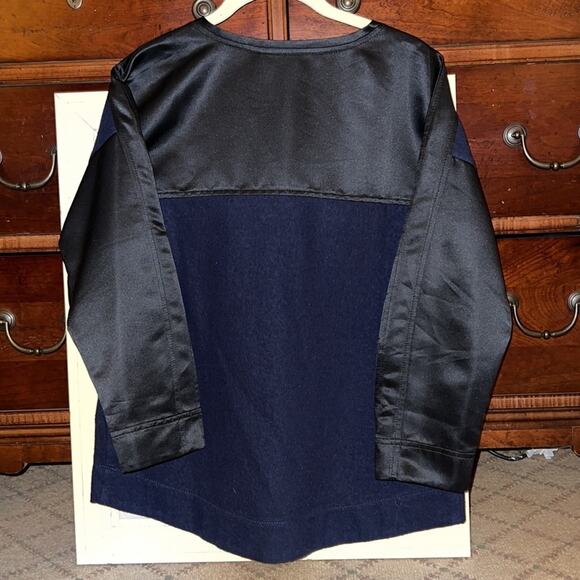 J. Crew Collection navy wool and black satin sweater -NWOT -2 - Picture 3 of 10